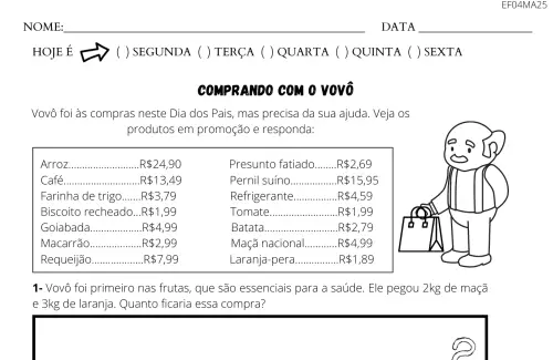 atividade 4º ano dia dos pais